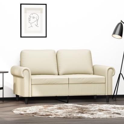 Canapea cu 2 locuri, crem, 120 cm, piele ecologică GartenMobel Dekor