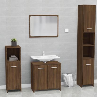 Set de mobilier de baie, stejar maro, lemn prelucrat GartenMobel Dekor