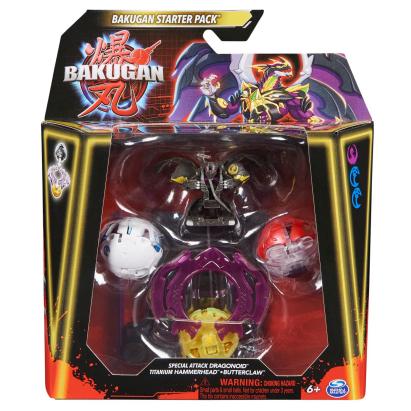 BAKUGAN STARTER PACK DRAGONOID TITANIUM HAMMERHEAD BUTTERCLAW SuperHeroes ToysZone
