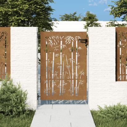 Poartă pentru grădină, 85x150 cm, oțel corten, model bambus GartenMobel Dekor