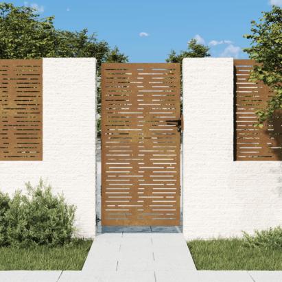 Poartă pentru grădină, 85x175 cm, oțel corten, dreptunghiuri GartenMobel Dekor