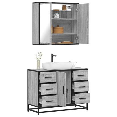 Set mobilier de baie, 2 piese, gri sonoma, lemn prelucrat GartenMobel Dekor