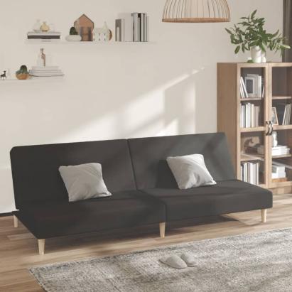 Canapea extensibilă cu 2 locuri, negru, material textil GartenMobel Dekor