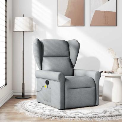 Fotoliu de masaj rabatabil, gri deschis, textil GartenMobel Dekor