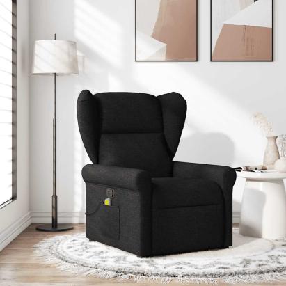 Fotoliu de masaj rabatabil, negru, material textil GartenMobel Dekor