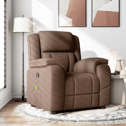 Fotoliu de masaj rabatabil, maro, material textil GartenMobel Dekor