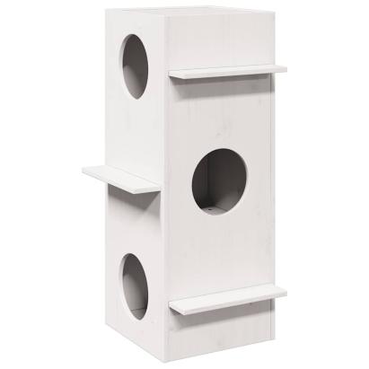 Casă pentru pisici albă 43x43x90 cm din lemn masiv de pin GartenMobel Dekor
