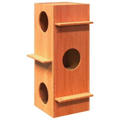 Ceară pentru Casă pisici maro 43x43x90 cm Lemn masiv de pin GartenMobel Dekor