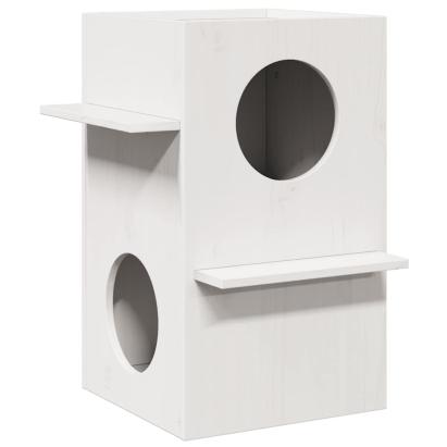 Casă pentru pisici albă 43x43x60 cm din lemn masiv de pin GartenMobel Dekor