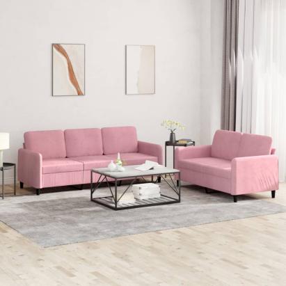 Set canapele, 2 piese, roz, catifea GartenMobel Dekor