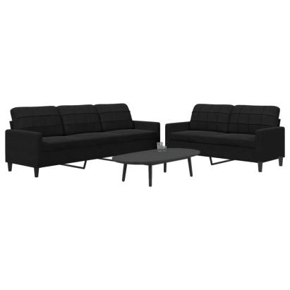 Set de canapele cu perne, 2 piese, negru, catifea GartenMobel Dekor