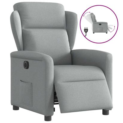 Fotoliu rabatabil electric, gri deschis, textil GartenMobel Dekor
