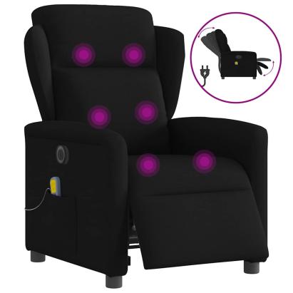 Fotoliu electric de masaj rabatabil, negru, textil GartenMobel Dekor
