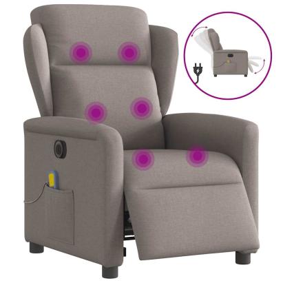 Fotoliu electric de masaj rabatabil, gri taupe, textil GartenMobel Dekor