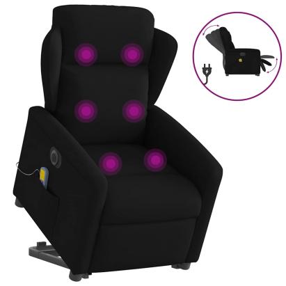 Fotoliu electric de masaj rabatabil cu ridicare, negru, textil GartenMobel Dekor
