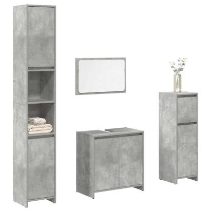 Set mobilier de baie, 4 piese, gri beton, lemn compozit GartenMobel Dekor