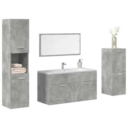 Set mobilier de baie, 4 piese, gri beton, lemn compozit GartenMobel Dekor