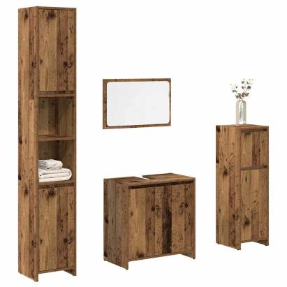 Set mobilier de baie, 4 piese, lemn vechi, lemn prelucrat GartenMobel Dekor