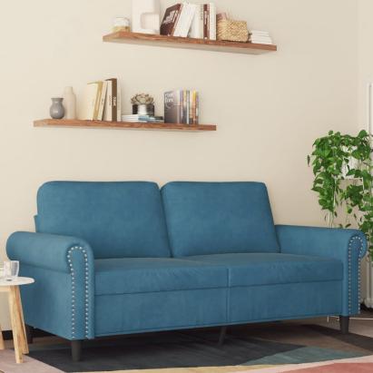 Canapea cu 2 locuri, albastru, 140 cm, catifea GartenMobel Dekor