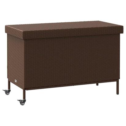 Ladă depozitare de grădină cu roți, maro 110x55x73 cm poliratan GartenMobel Dekor