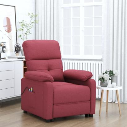 Fotoliu de masaj electric rabatabil, roșu vin, textil GartenMobel Dekor