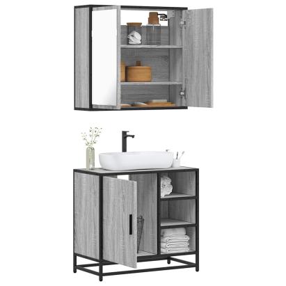 Set mobilier de baie, 2 piese, gri sonoma, lemn prelucrat GartenMobel Dekor