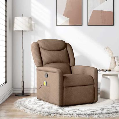 Fotoliu de masaj rabatabil, maro, material textil GartenMobel Dekor