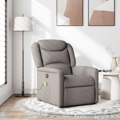 Fotoliu de masaj rabatabil, gri taupe, material textil GartenMobel Dekor