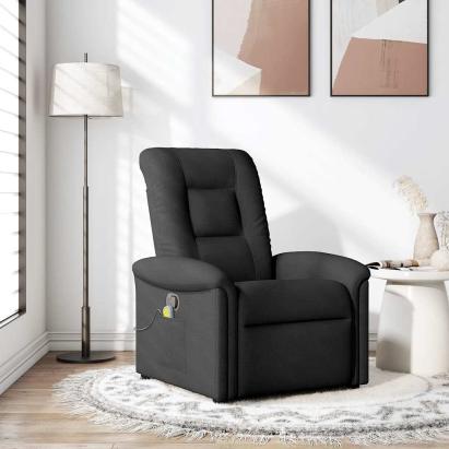 Fotoliu de masaj rabatabil, negru, material textil GartenMobel Dekor