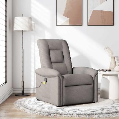 Fotoliu de masaj rabatabil, gri taupe, material textil GartenMobel Dekor