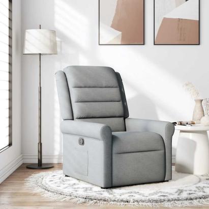 Fotoliu rabatabil, gri deschis, material textil GartenMobel Dekor