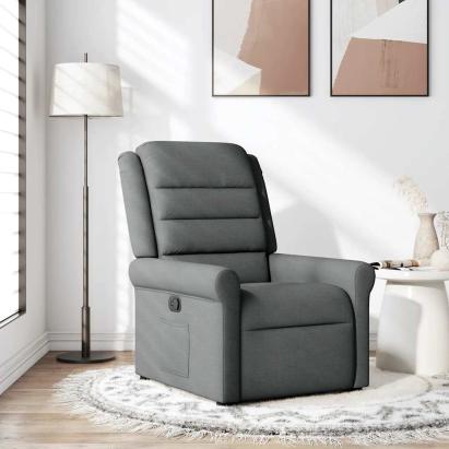 Fotoliu rabatabil, gri închis, material textil GartenMobel Dekor