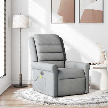 Fotoliu de masaj rabatabil, gri deschis, textil GartenMobel Dekor
