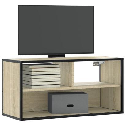 Dulap TV, stejar sonoma, 80x31x39,5 cm, lemn prelucrat și metal GartenMobel Dekor