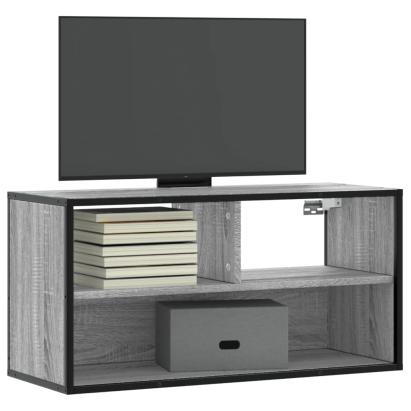 Dulap TV, gri sonoma, 80x31x39,5 cm, lemn prelucrat și metal GartenMobel Dekor