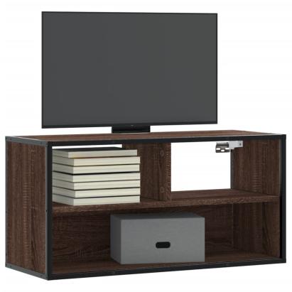 Dulap TV, stejar maro, 80x31x39,5 cm, lemn prelucrat și metal GartenMobel Dekor