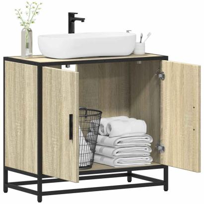 Dulap de chiuvetă baie stejar sonoma 65x33x60 cm lemn prelucrat GartenMobel Dekor