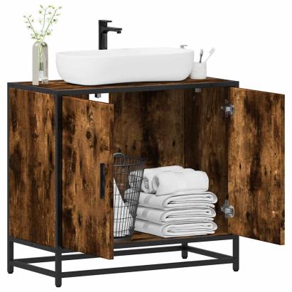 Dulap pentru chiuvetă de baie stejar afumat 65x33x60 cm lemn GartenMobel Dekor