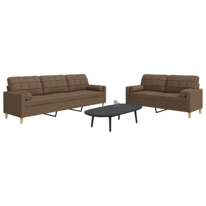 Set de canapele cu perne decorative, 2 piese, maro, textil GartenMobel Dekor