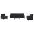 Set de canapele cu perne/rulouri, 3 piese, negru, catifea GartenMobel Dekor