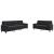 Set de canapele cu perne/rulouri, 2 piese, negru, catifea GartenMobel Dekor