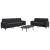 Set de canapele cu perne/rulouri, 2 piese, negru, catifea GartenMobel Dekor
