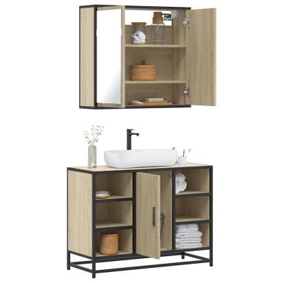 Set mobilier de baie, 2 piese, stejar sonoma, lemn prelucrat GartenMobel Dekor