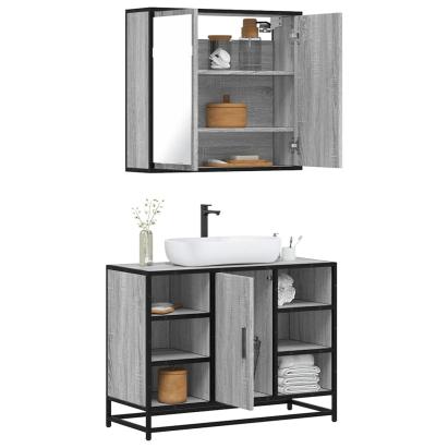 Set mobilier de baie, 2 piese, gri sonoma, lemn prelucrat GartenMobel Dekor