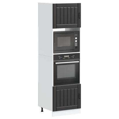 Dulapuri pentru cuptor 2 buc Kalmar negru lemn prelucrat GartenMobel Dekor
