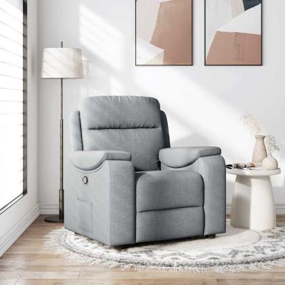Fotoliu rabatabil, gri deschis, material textil GartenMobel Dekor