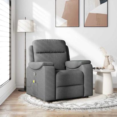 Fotoliu de masaj rabatabil, gri închis, material textil GartenMobel Dekor