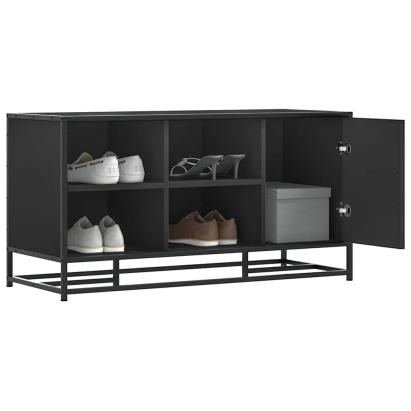 Bancă de pantofi neagră 100x40x53,5 cm lemn și metal prelucrat GartenMobel Dekor