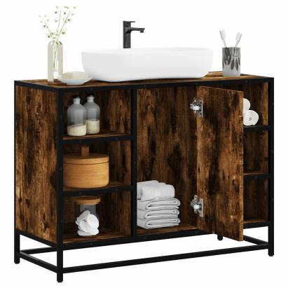 Dulap chiuveta de baie stejar fumuriu 80x33x60 cm lemn compozit GartenMobel Dekor