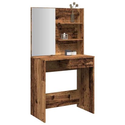 Masă de toaletă cu oglindă, lemn vechi, 74,5x40x141 cm GartenMobel Dekor